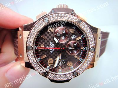 Hublot Big Bang Cappuccino Rose Gold Diamonds - Chololate Dial - 7750 Swiss Grade